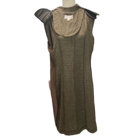 Danny & Nicole Brown Tweed Overcoat Collared Three Button Shoulder Pads Size 16 - Picture 5 of 6